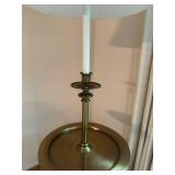 Vintage Brass Floor Lamp with Tray Table and Fabric Shade