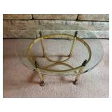 Elegant Glass and Brass Round Coffee Table