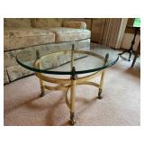 Elegant Glass and Brass Round Coffee Table