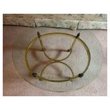 Elegant Glass and Brass Round Coffee Table