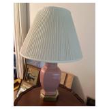 Pink Ceramic Table Lamp with Pleated Shade