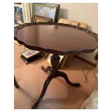 Vintage Wooden Tilt-Top Table with Scalloped Edge