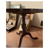 Vintage Wooden Tilt-Top Table with Scalloped Edge