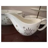 Vintage Starburst Ceramic Serving Set with Etagere and Gravy Boat