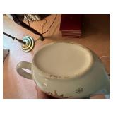 Vintage Starburst Ceramic Serving Set with Etagere and Gravy Boat