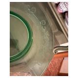 Vintage Green Depression Glass Serving Platter