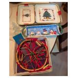 Festive Holiday Serving Tray Set and Hanging Decoration