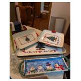 Festive Holiday Serving Tray Set and Hanging Decoration
