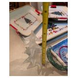 Festive Holiday Serving Tray Set and Hanging Decoration