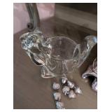 Squirrel Acorn Glass Bowl and Decorative Hinged Metal Box with Red Lining