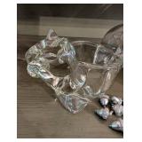 Squirrel Acorn Glass Bowl and Decorative Hinged Metal Box with Red Lining