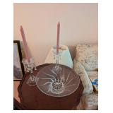 Crystal Glass Bowl and Candle Holder Set with Elegant Design