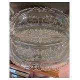 Set of Glass Serving Trays with Intricate Etching