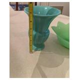 Turquoise Vase and Jadeite Bowl Set