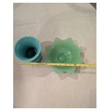 Turquoise Vase and Jadeite Bowl Set