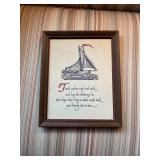 Framed Nautical Print with Sailing Ship and Inspirational Quote