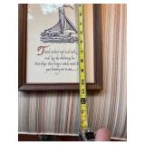 Framed Nautical Print with Sailing Ship and Inspirational Quote