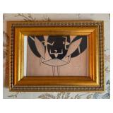 Pair of Framed Artwork - Nature Sketch and Abstract Design