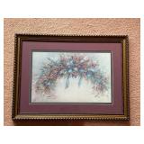 Set of 3 Framed Art Prints Including Lena Liu Signed Floral Wreath