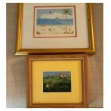 Pair of Framed Artworks Featuring Beach and Children Themes