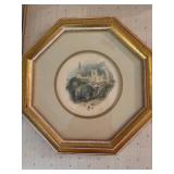Set of 2 Vignette Prints by Turner in Gold Tone Frames