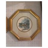 Set of 2 Vignette Prints by Turner in Gold Tone Frames