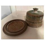 Handcrafted Studio Pottery Butter Dish with Lid - Green and Brown Glaze