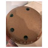 Handcrafted Studio Pottery Butter Dish with Lid - Green and Brown Glaze