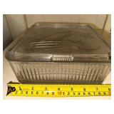 Vintage Glass Refrigerator Storage Container with Lid