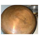 Vintage Copper Chafing Dish with Brass Stand and Wooden Handle