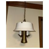 Vintage Mid-Century Modern Brass and Glass Hanging Light Fixture