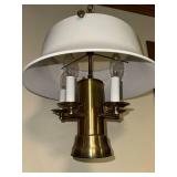 Vintage Mid-Century Modern Brass and Glass Hanging Light Fixture