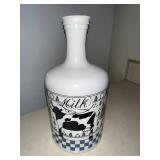 Vintage Milk Bottle with Cow and Pear Design