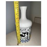 Vintage Milk Bottle with Cow and Pear Design