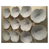 Set of 11 Scalloped White Porcelain Bowls