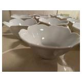 Set of 11 Scalloped White Porcelain Bowls
