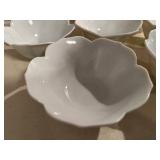 Set of 11 Scalloped White Porcelain Bowls