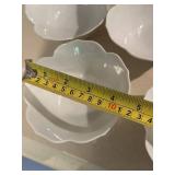 Set of 11 Scalloped White Porcelain Bowls
