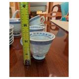 Vintage Blue and White Porcelain Tea Set with 12 Pieces