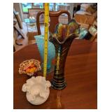 Collection of Vintage Art Glass Vases and Bowl with Decorative Fruit