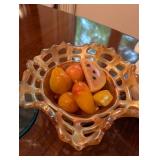 Collection of Vintage Art Glass Vases and Bowl with Decorative Fruit