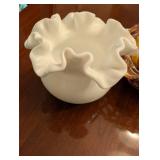 Collection of Vintage Art Glass Vases and Bowl with Decorative Fruit