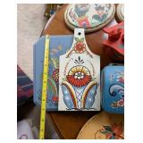 Collection of Hand-Painted Wooden Scandinavian Rosemaling Folk Art Items with Painted Crafts Book