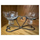Heart-Shaped Scandinavian Metal Candle Holder with Glass Cups