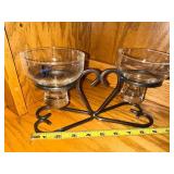 Heart-Shaped Scandinavian Metal Candle Holder with Glass Cups