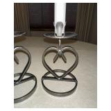 Set of 2 Scandinavian Iron Heart-Shaped Candle Holders with Candles