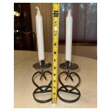 Set of 2 Scandinavian Iron Heart-Shaped Candle Holders with Candles