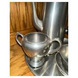 Vintage Pewter Tea Set with Tray and Accessories
