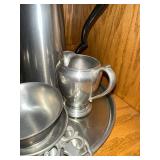 Vintage Pewter Tea Set with Tray and Accessories