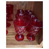 Group Glass incl. Set of Vintage Red Glass Goblets with Diamond Pattern